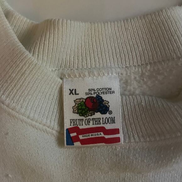 Vintage 90s Cottagecore Christmas Mistletoe Birds Snowflake Crewneck Sweatshirt - Picture 4 of 6